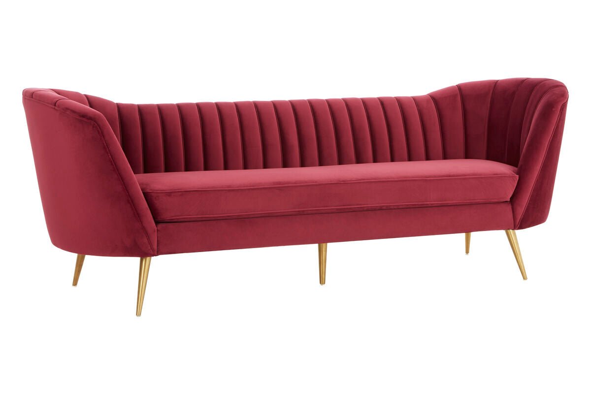 Binky 3 Seat Wine Velvet Sofa - Bargainia.com - 