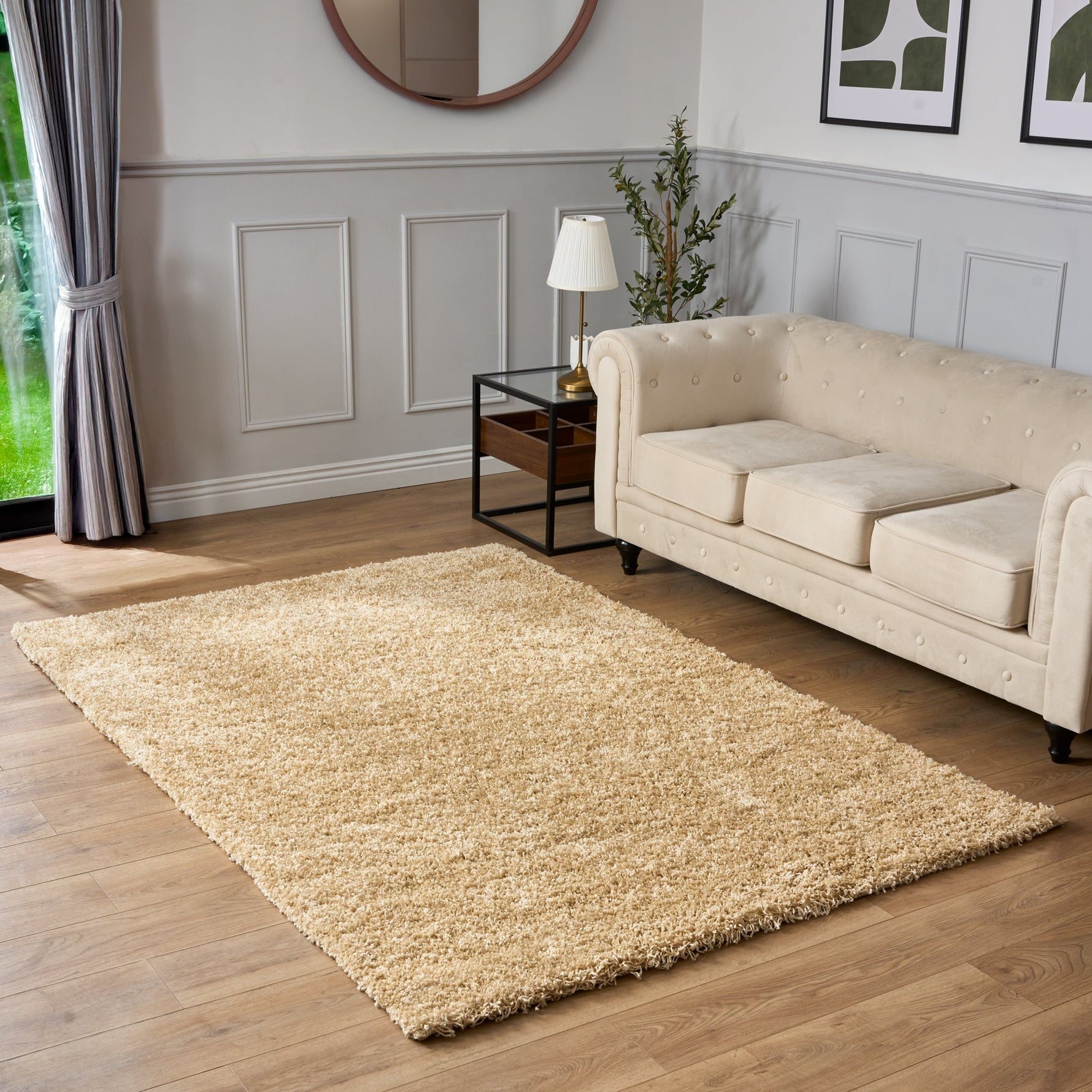 Biscuit Thick Shaggy Rug - California - Bargainia.com - 