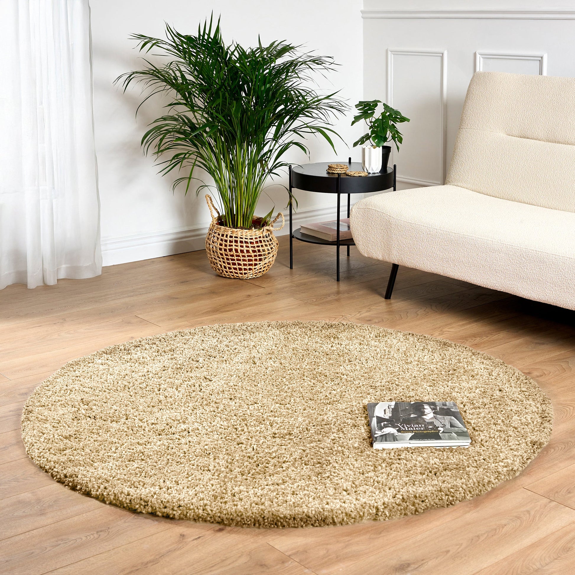 Biscuit Thick Shaggy Rug - California Rugs Rug Masters 150cm Circle