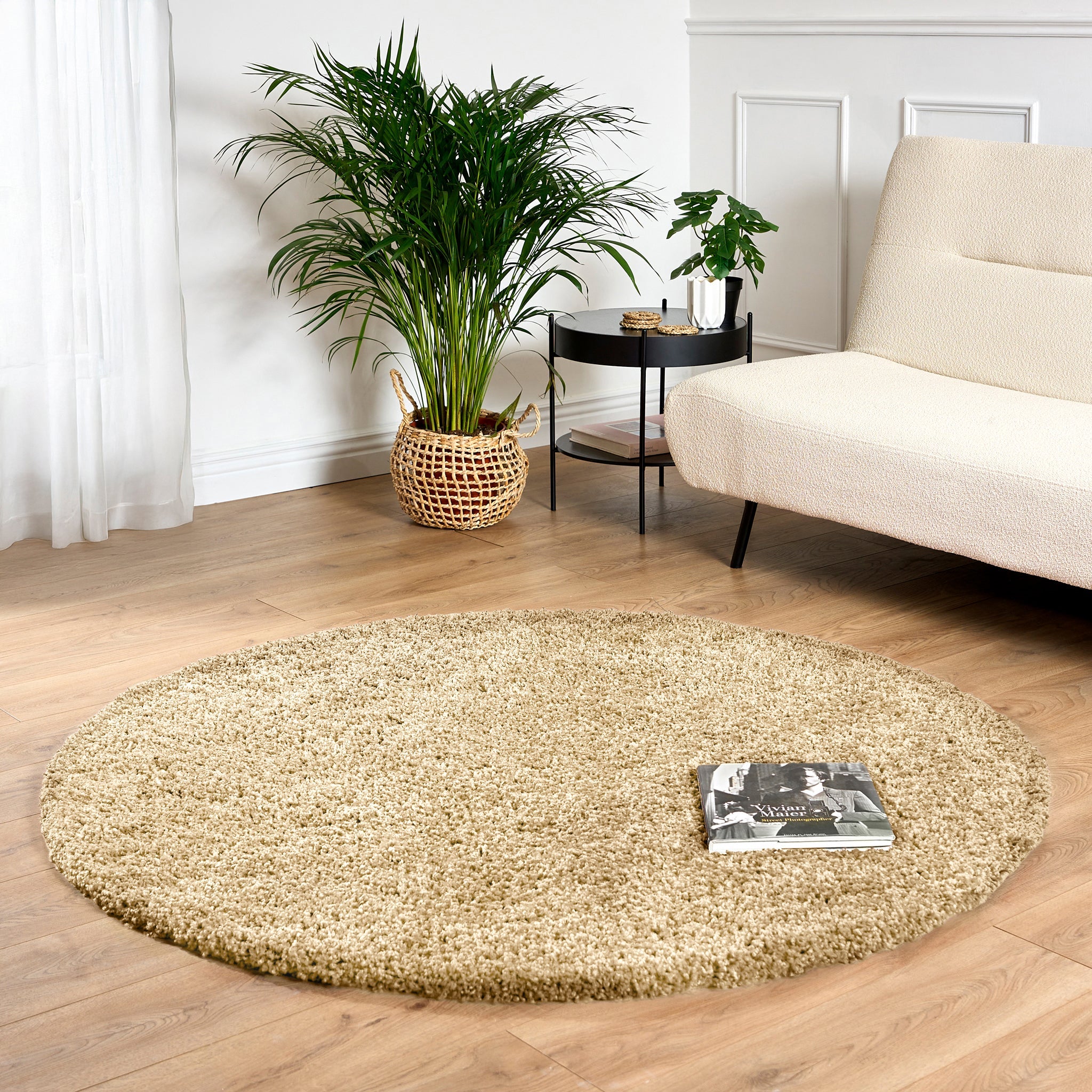 Biscuit Thick Shaggy Rug - California Rugs Rug Masters 150cm Circle