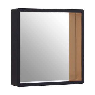 Bisha Small Black Wall Mirror With Gold Edge - Bargainia.com - 5018705402888