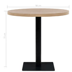 Bistro Table MDF and Steel Round 80x75 cm Oak Colour - Bargainia.com - 