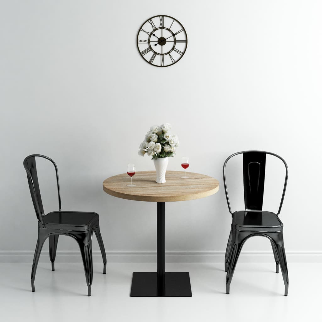 Bistro Table MDF and Steel Round 80x75 cm Oak Colour - Bargainia.com - 
