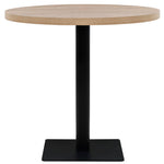 Bistro Table MDF and Steel Round 80x75 cm Oak Colour - Bargainia.com - 