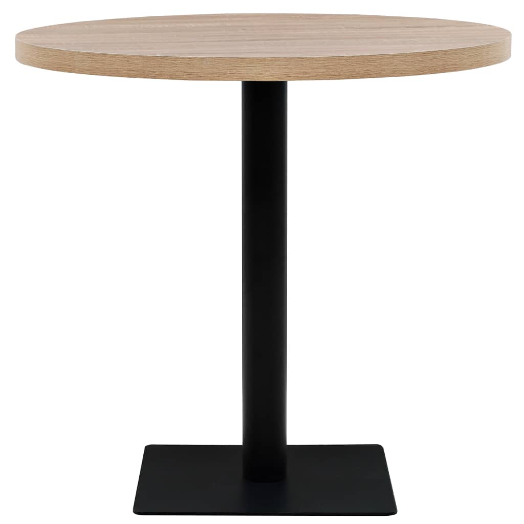 Bistro Table MDF and Steel Round 80x75 cm Oak Colour - Bargainia.com - 