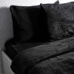 Black Teddy Fleece Duvet & Two Pillow Covers Set Super Soft - Hibernate Cosy Collection - Bargainia.com - 