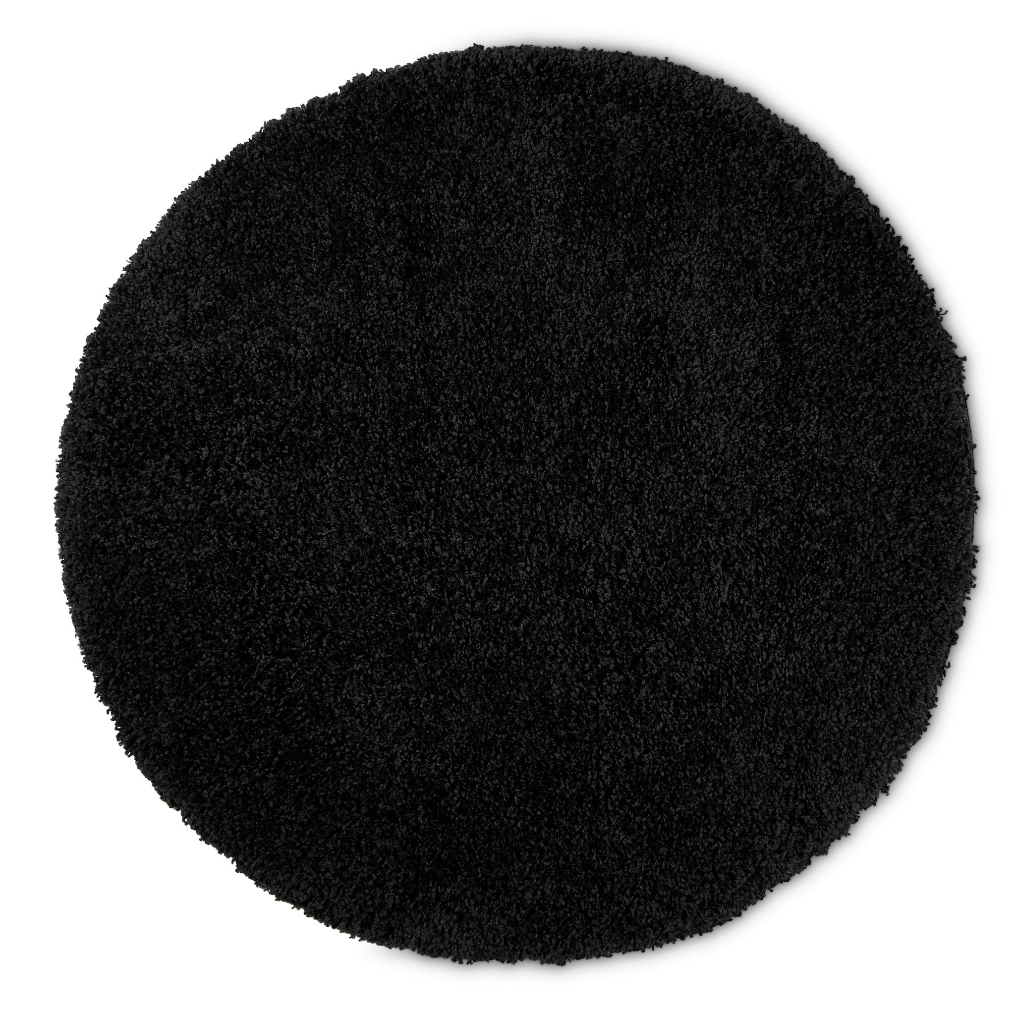 Black Thick Shaggy Rug - California Rugs Rug Masters 120cm Circle