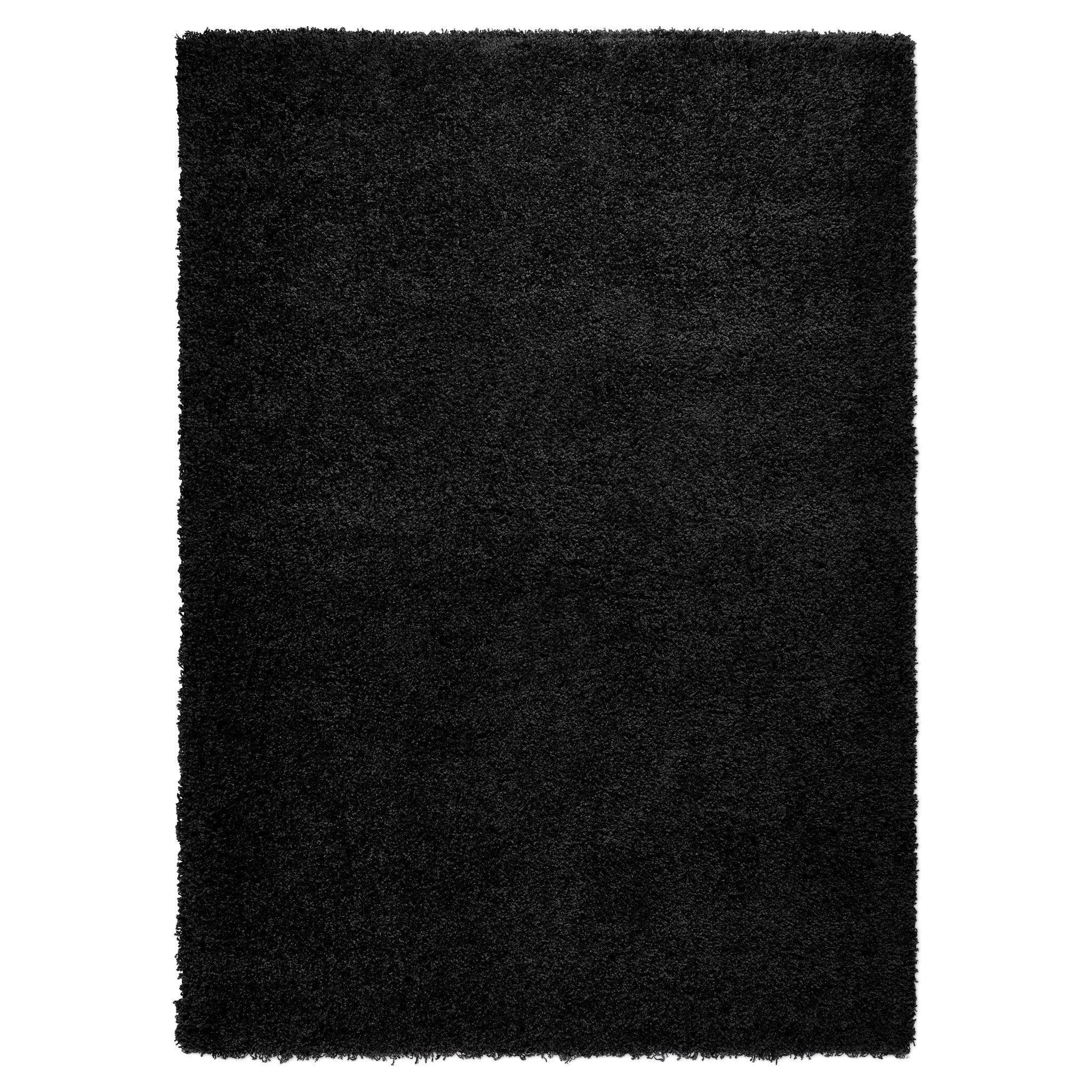 Black Thick Shaggy Rug - California Rugs Rug Masters 60x110cm (2'x3'7")