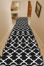 Black & White Trellis Runner Rug | Hessian Backed Flexible Stair & Hallway Carpet Runner - Bargainia.com - 