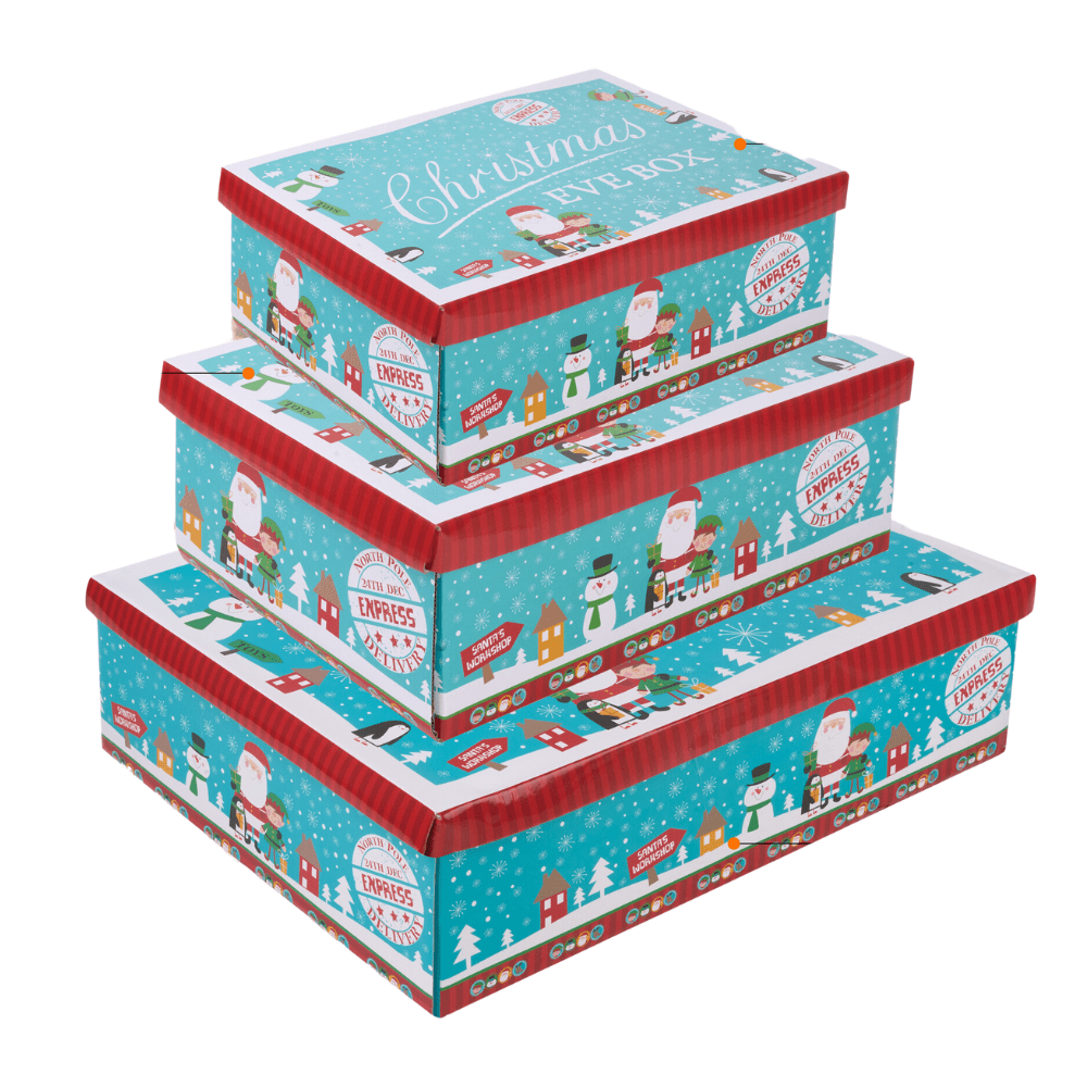 Blue Festive Character Christmas Eve Box - Assorted Sizes Gift Boxes Clearance