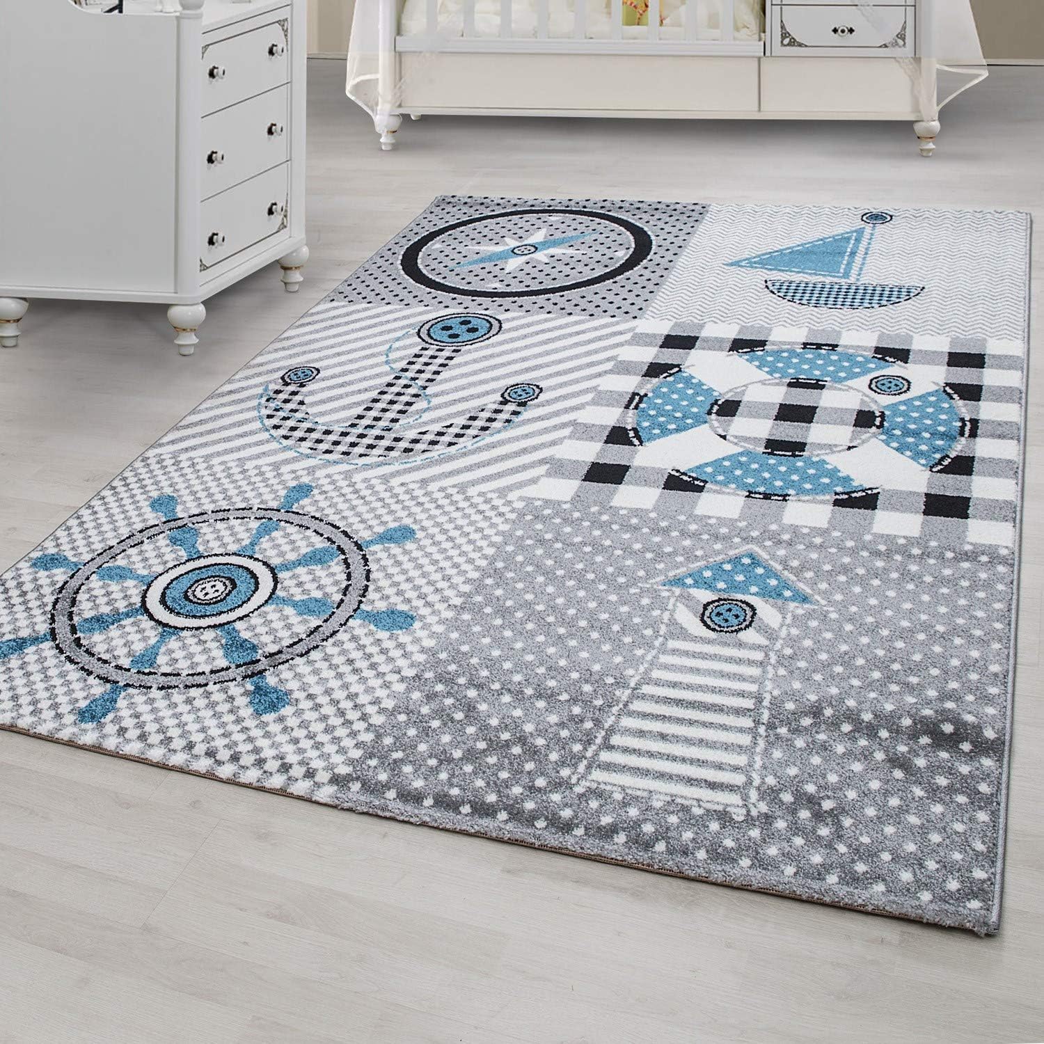 Blue & Grey Nautical Rug - Kids - Bargainia.com - 