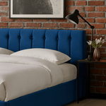 Blue Velvet Plush Ottoman Storage Bed Frame - Double - Bargainia.com - 