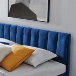 Blue Velvet Plush Ottoman Storage Bed Frame - Super King - Bargainia.com - 