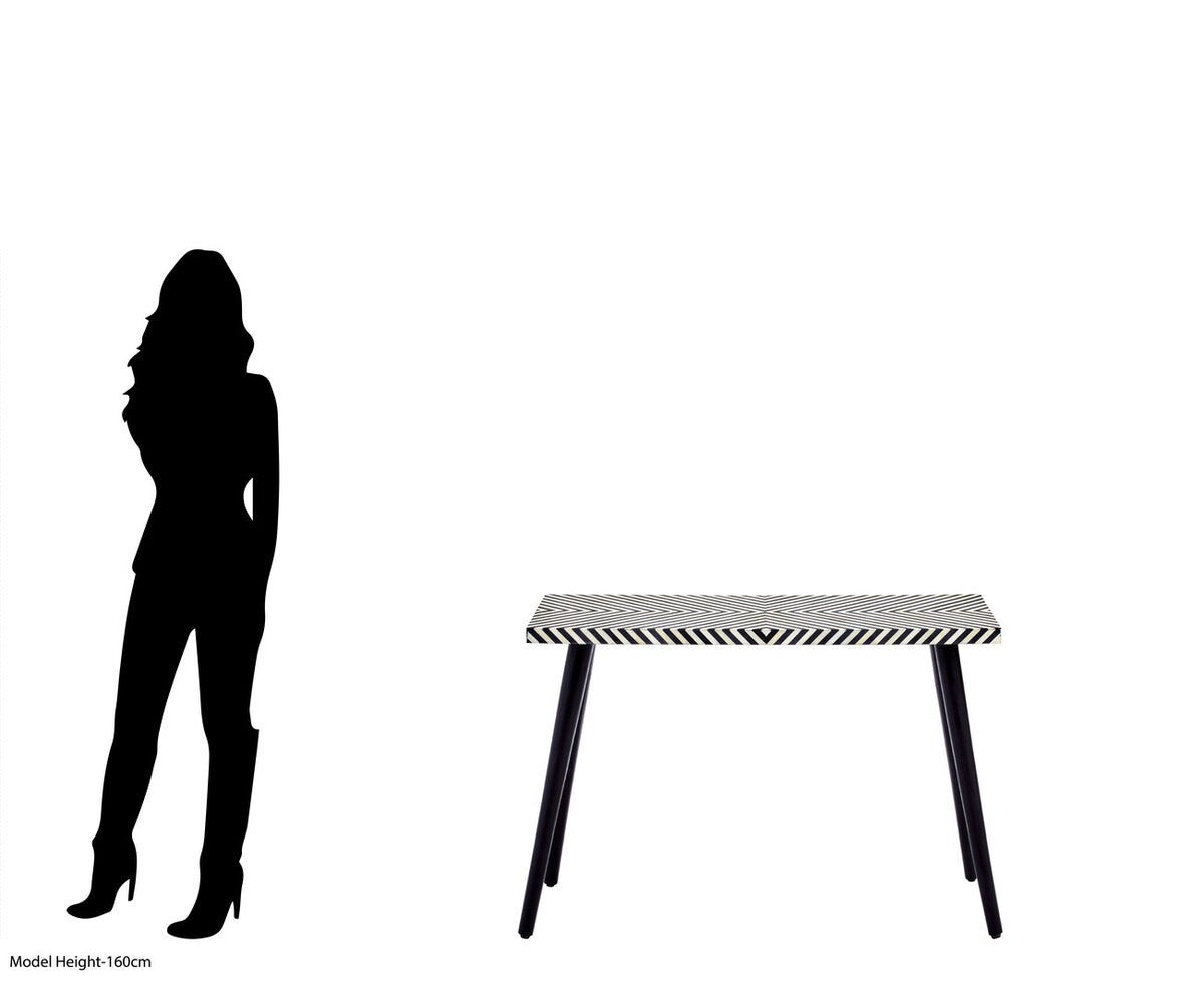 Boho Black and White Bone Inlay Console Table with Metal Legs - Bargainia.com - 5018705440040