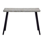 Boho Black and White Bone Inlay Console Table with Metal Legs - Bargainia.com - 5018705440040