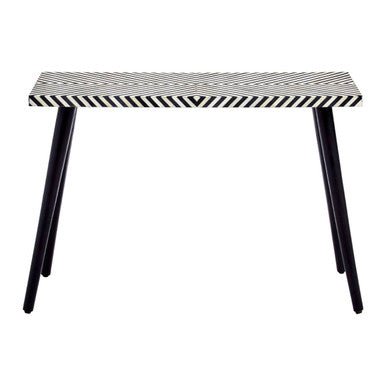 Boho Black and White Bone Inlay Console Table with Metal Legs - Bargainia.com - 5018705440040