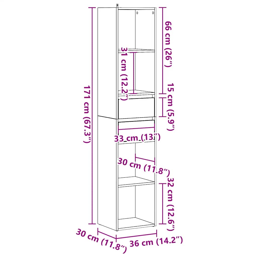 Book Cabinet Artisan Oak 36x30x171 cm Engineered Wood - Bargainia.com - 8721158435729 - 856047