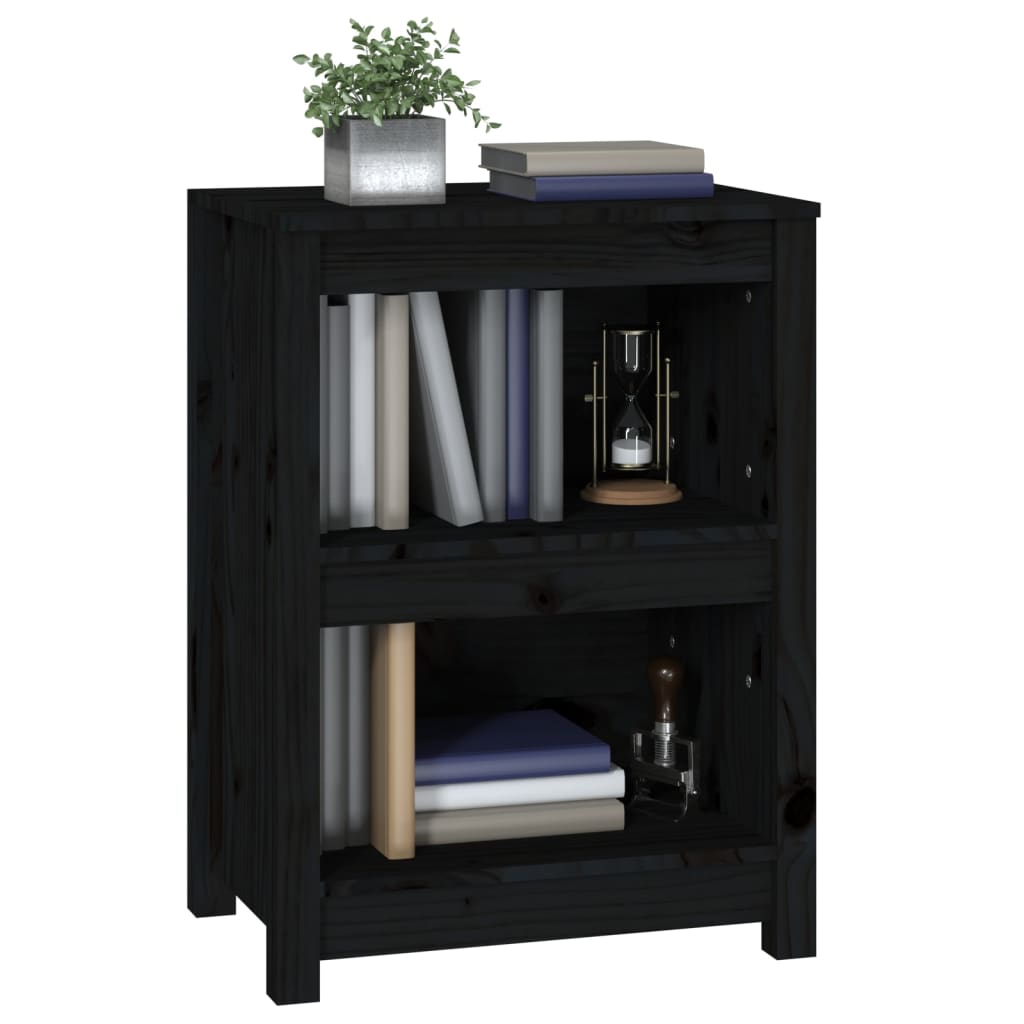 Book Cabinet Black 50x35x68 cm Solid Wood Pine - Bargainia.com - 