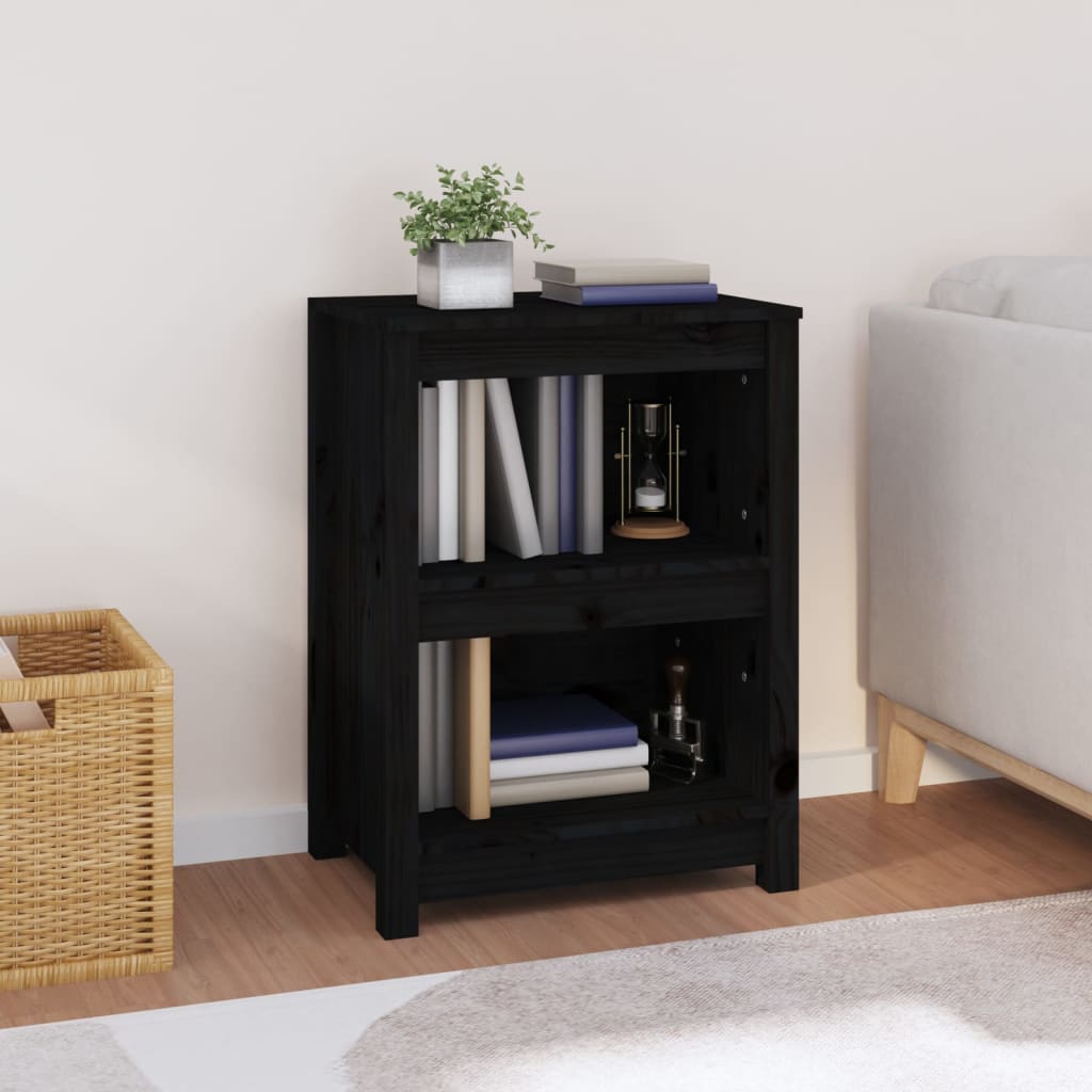 Book Cabinet Black 50x35x68 cm Solid Wood Pine - Bargainia.com - 