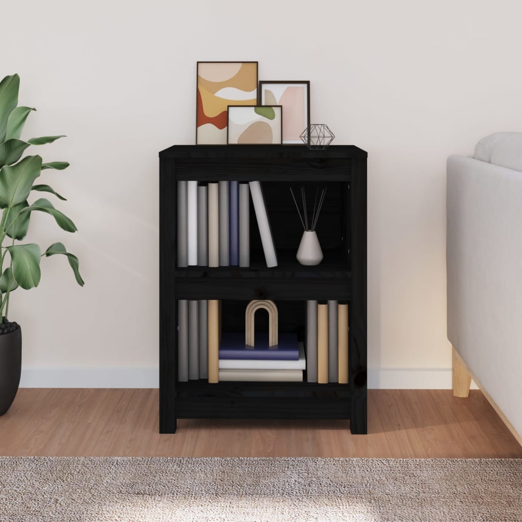 Book Cabinet Black 50x35x68 cm Solid Wood Pine - Bargainia.com - 