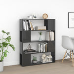 Book Cabinet Room Divider High Gloss Grey 100x24x124 cm - Bargainia.com - 