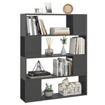 Book Cabinet Room Divider High Gloss Grey 100x24x124 cm - Bargainia.com - 