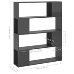 Book Cabinet Room Divider High Gloss Grey 100x24x124 cm - Bargainia.com - 