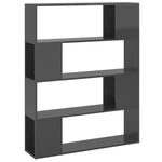 Book Cabinet Room Divider High Gloss Grey 100x24x124 cm - Bargainia.com - 