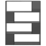 Book Cabinet Room Divider High Gloss Grey 100x24x124 cm - Bargainia.com - 