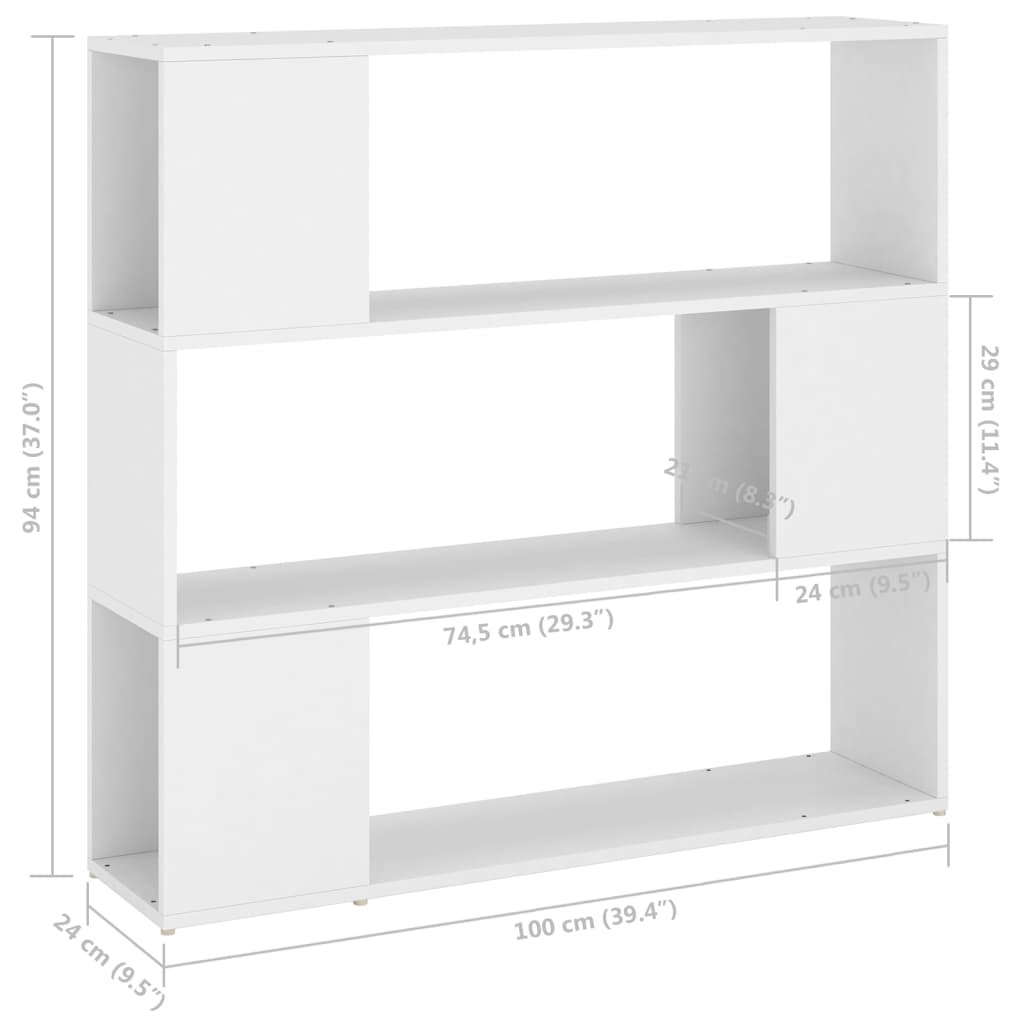 Book Cabinet Room Divider White 100x24x94 cm - Bargainia.com - 8720286651353 - 809179