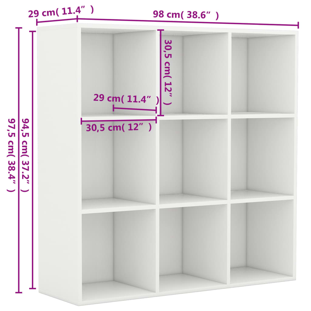 Book Cabinet White 98x29x97.5 cm Engineered Wood - Bargainia.com - 8719883869834 - 801125