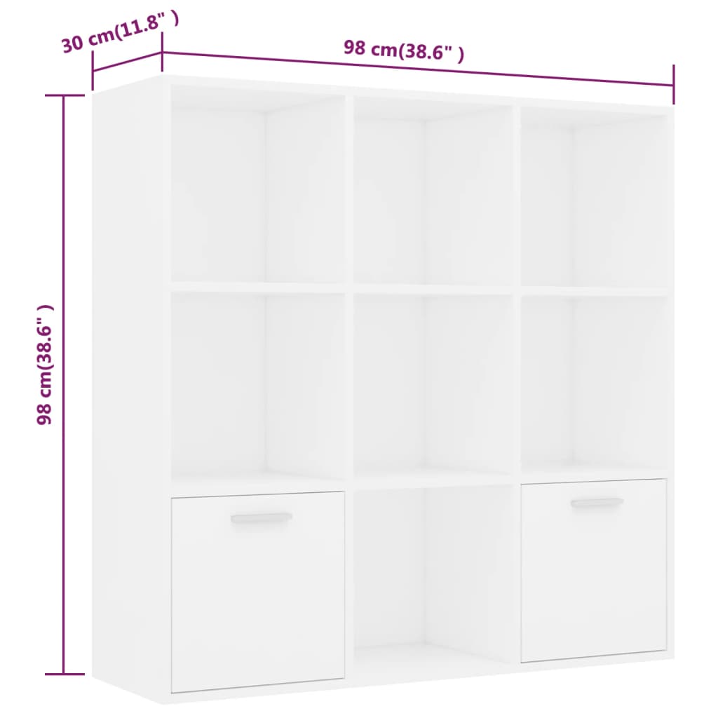 Book Cabinet White 98x30x98 cm Engineered Wood - Bargainia.com - 8719883869742 - 801116