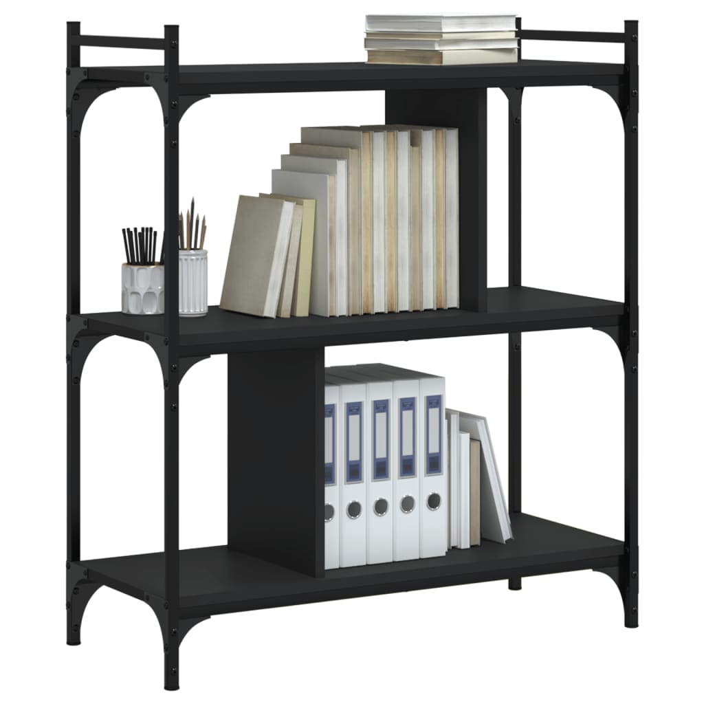 Bookcase 3 - Tier Black 76x32x88 cm Engineered Wood - Bargainia.com - 8720845418816 - 833930