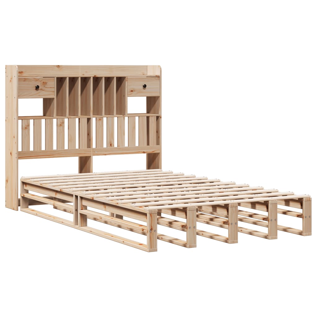 Bookcase Bed without Mattress 135x190 cm Double Solid Wood Pine - Bargainia.com - 8721158627704 - 3323983