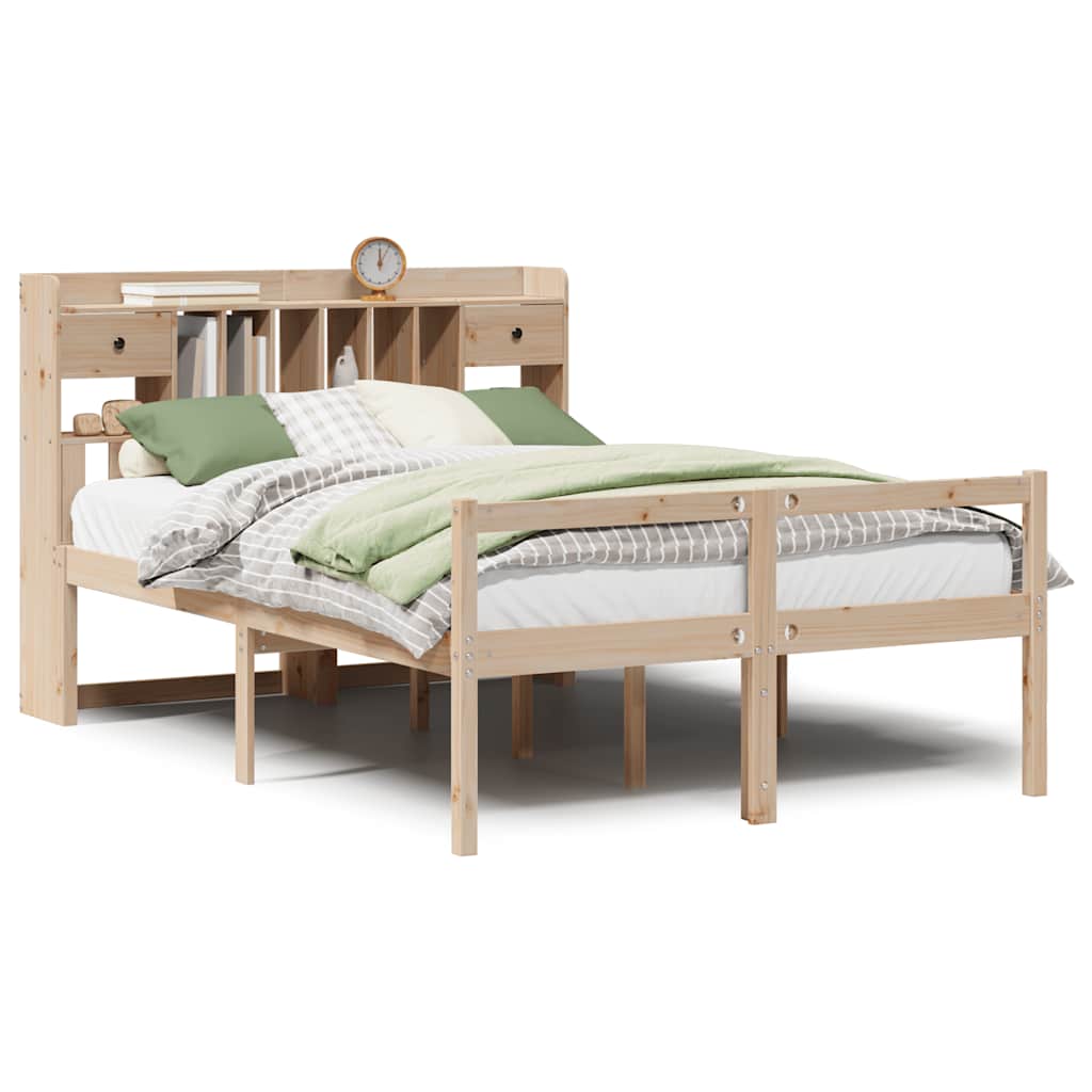 Bookcase Bed without Mattress 140x190 cm Solid Wood Pine - Bargainia.com - 8721158608345 - 3322047