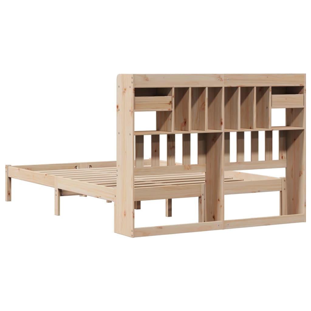 Bookcase Bed without Mattress 140x200 cm Solid Wood Pine - Bargainia.com - 