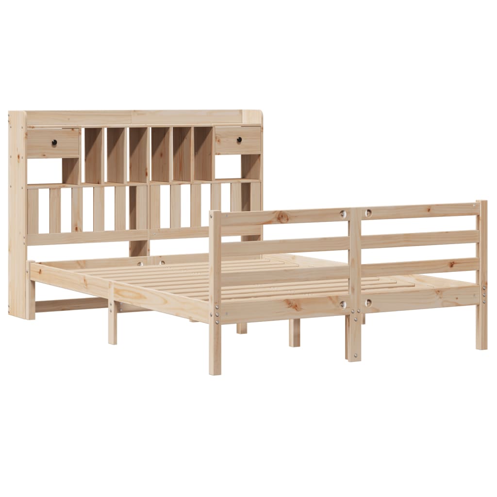 Bookcase Bed without Mattress 150x200 cm King Size Solid Wood Pine - Bargainia.com - 8721158607270 - 3321940