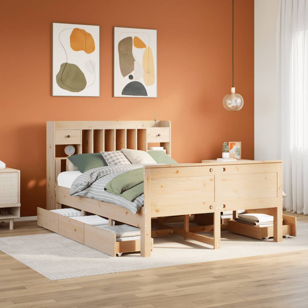 Bookcase Bed without Mattress 160x200 cm Solid Wood Pine - Bargainia.com - 8721158383549 - 3308915