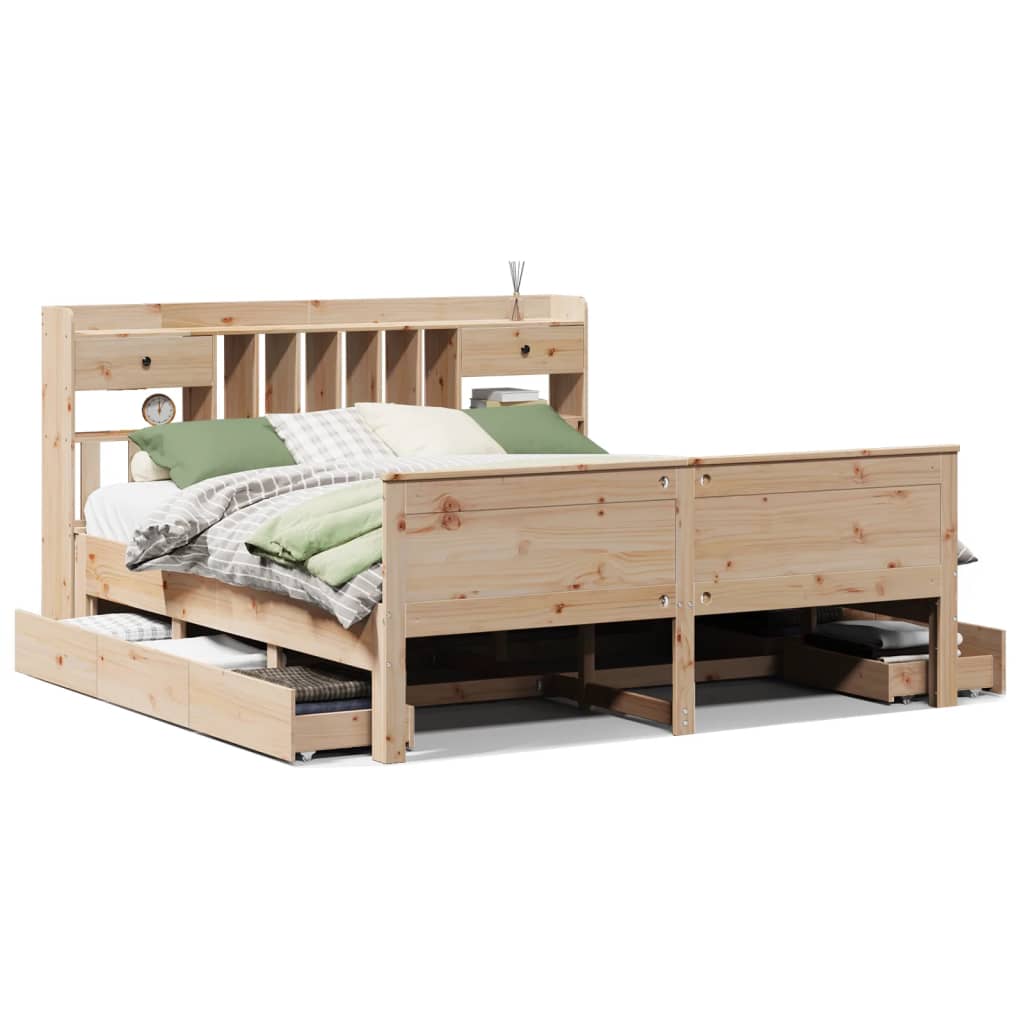 Bookcase Bed without Mattress 180x200 cm Super King Solid Wood Pine - Bargainia.com - 8721158383518 - 3308912