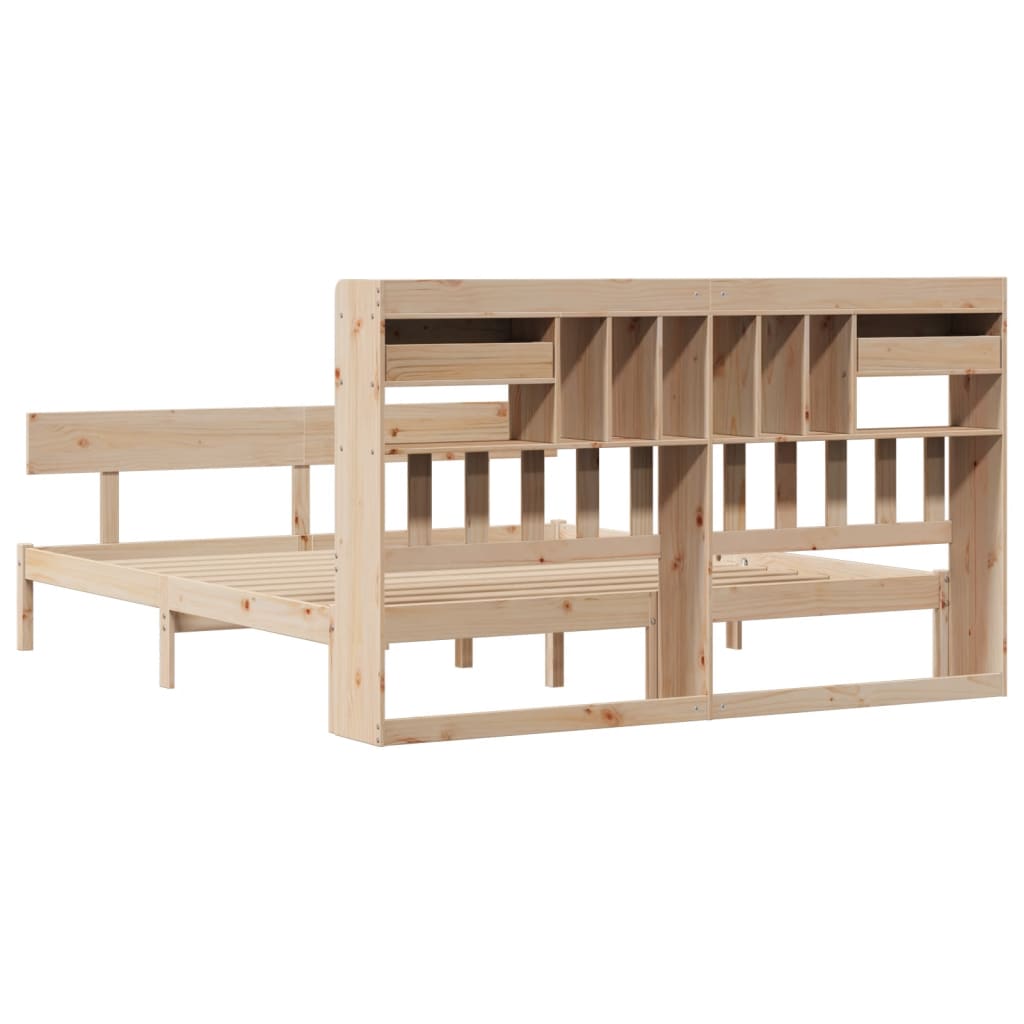 Bookcase Bed without Mattress 180x200 cm Super King Solid Wood Pine - Bargainia.com - 