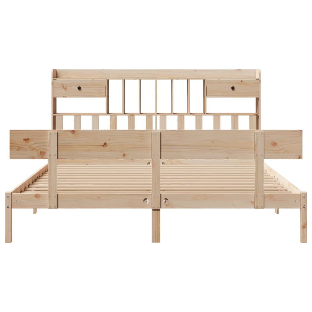 Bookcase Bed without Mattress 180x200 cm Super King Solid Wood Pine - Bargainia.com - 