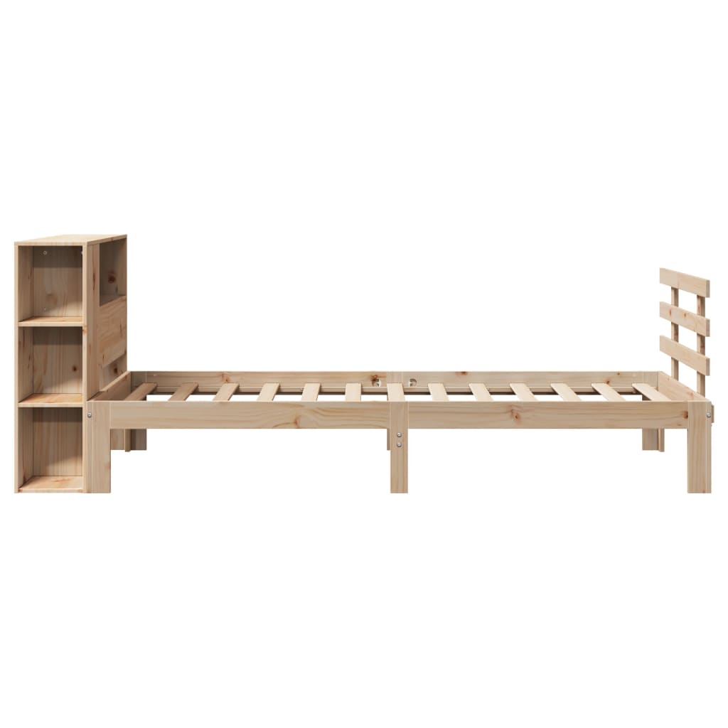 Bookcase Bed without Mattress 75x190 cm Small Single Solid Wood Pine - Bargainia.com - 