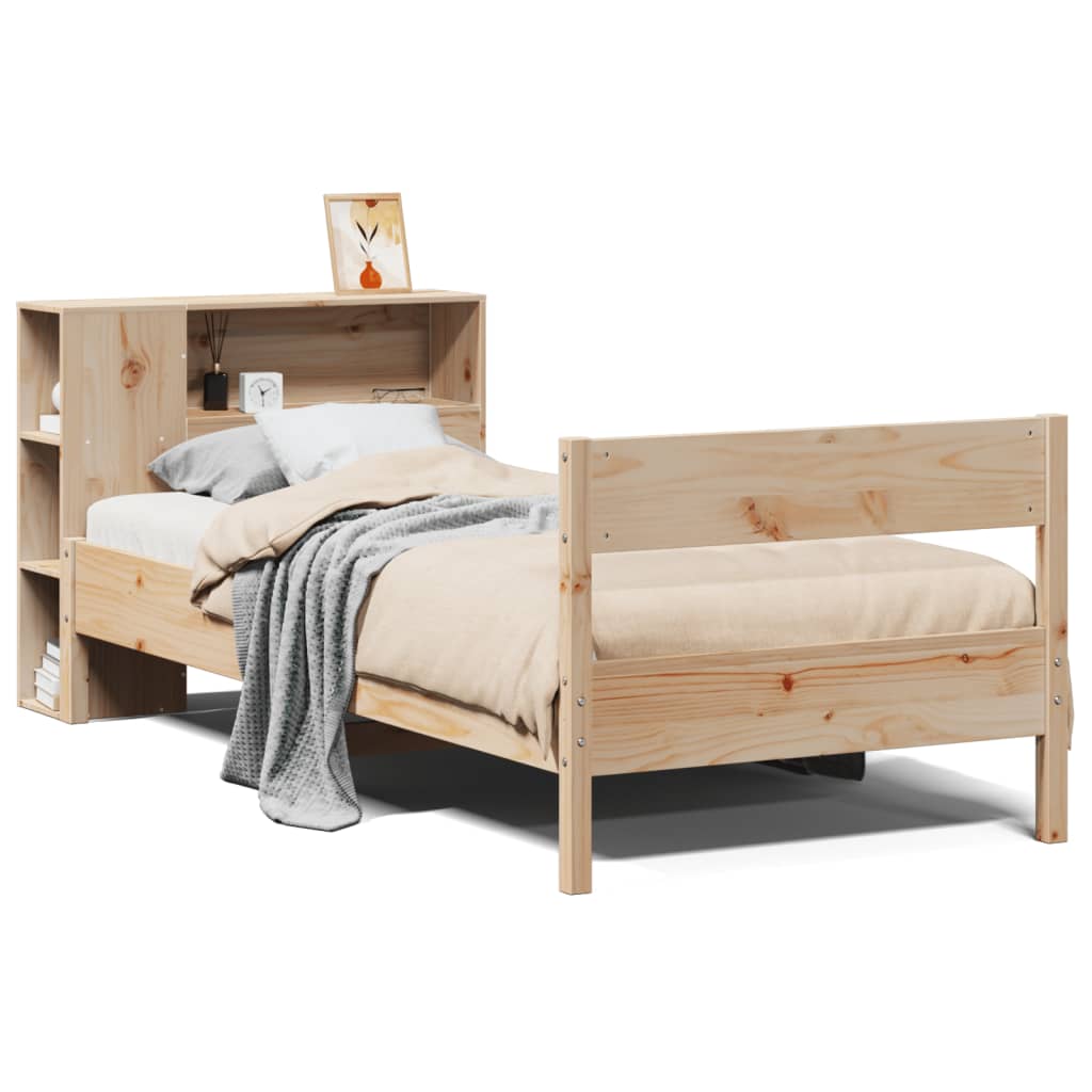 Bookcase Bed without Mattress 75x190 cm Small Single Solid Wood Pine - Bargainia.com - 8721158617590 - 3322972