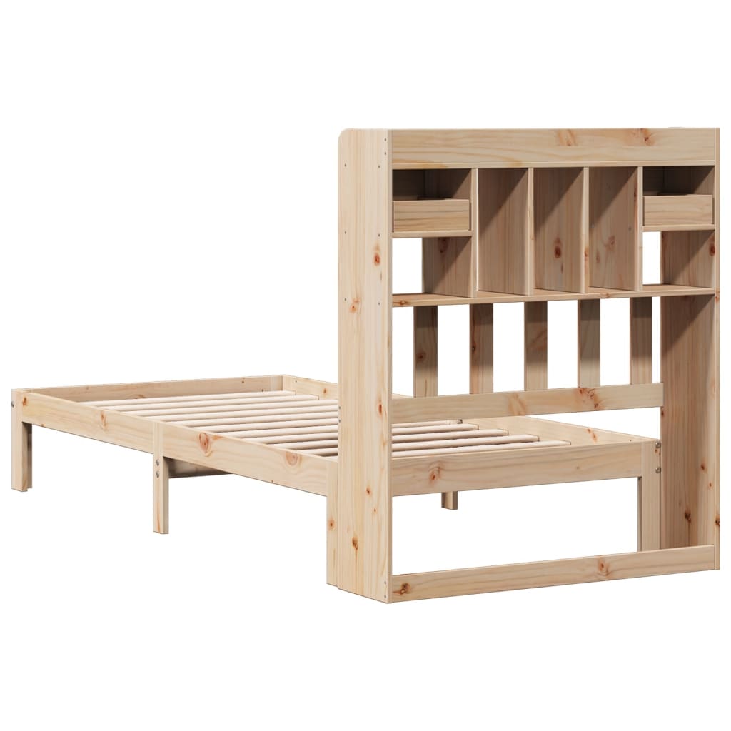 Bookcase Bed without Mattress 75x190cm Solid Wood Pine - Bargainia.com - 