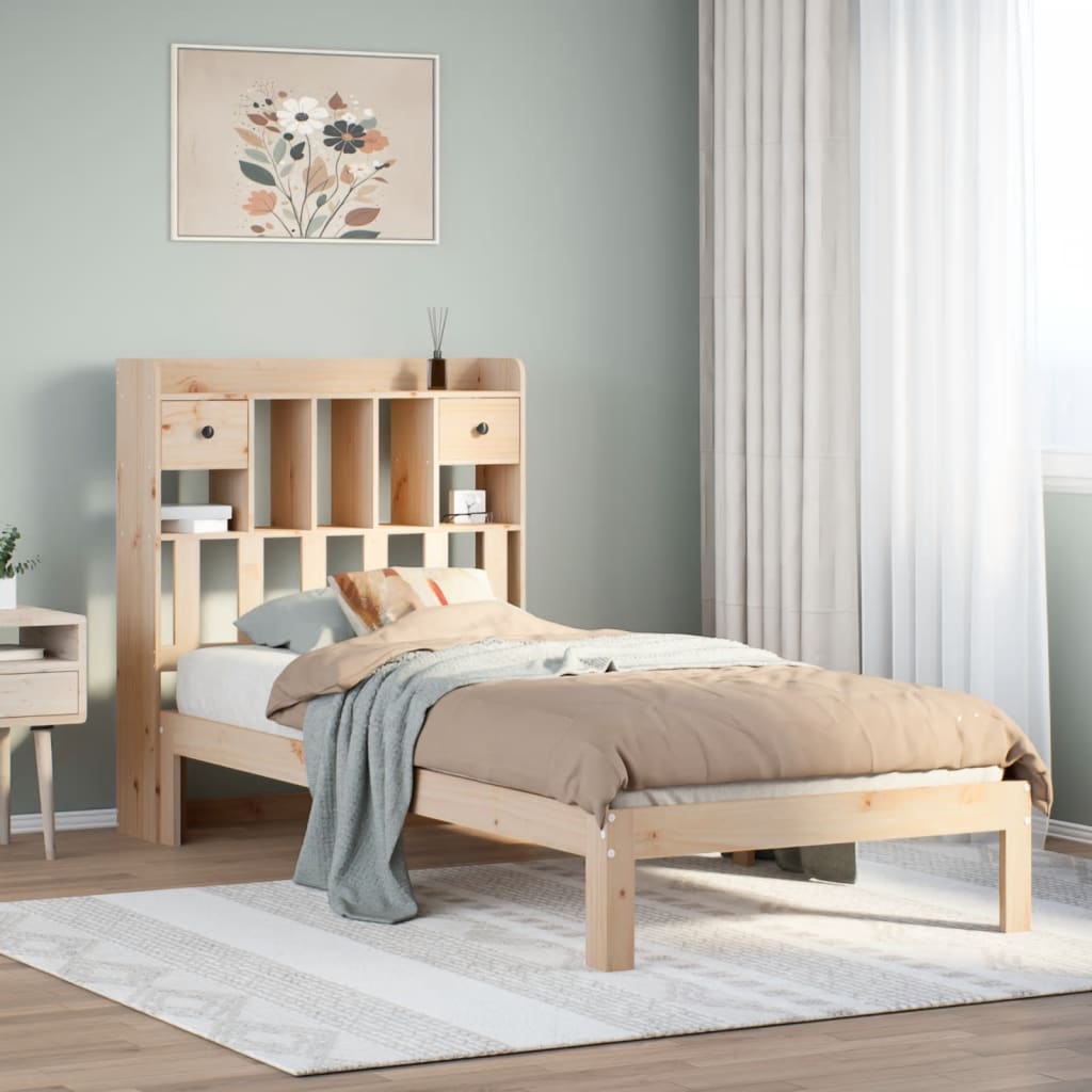 Bookcase Bed without Mattress 75x190cm Solid Wood Pine - Bargainia.com - 
