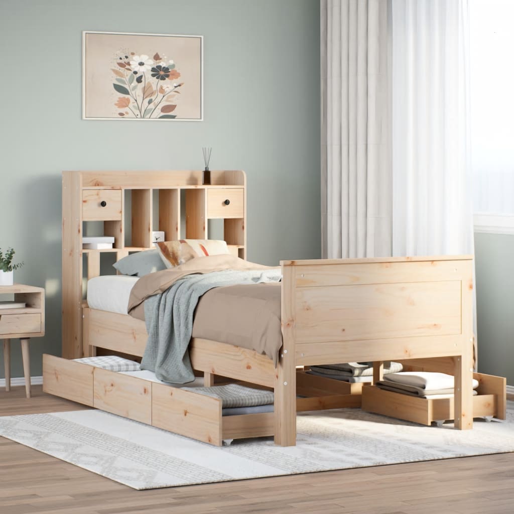 Bookcase Bed without Mattress 90x200 cm Solid Wood Pine - Bargainia.com - 8721158383693 - 3308930