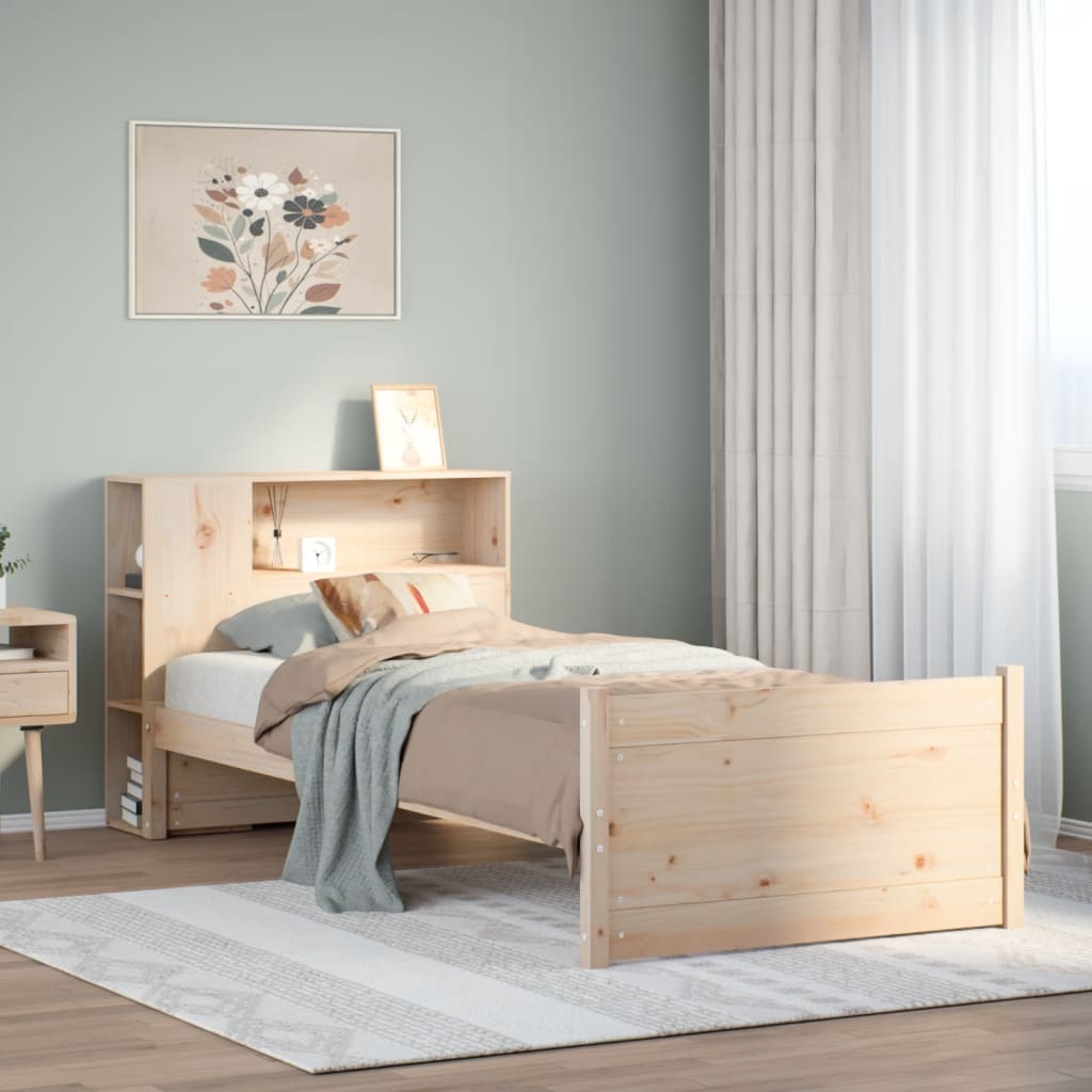 Bookcase Bed without Mattress 90x200cm Solid Wood Pine - Bargainia.com - 