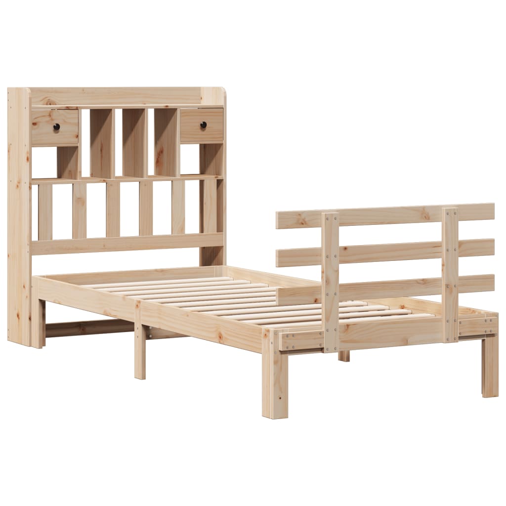 Bookcase Bed without Mattress 90x200cm Solid Wood Pine - Bargainia.com - 