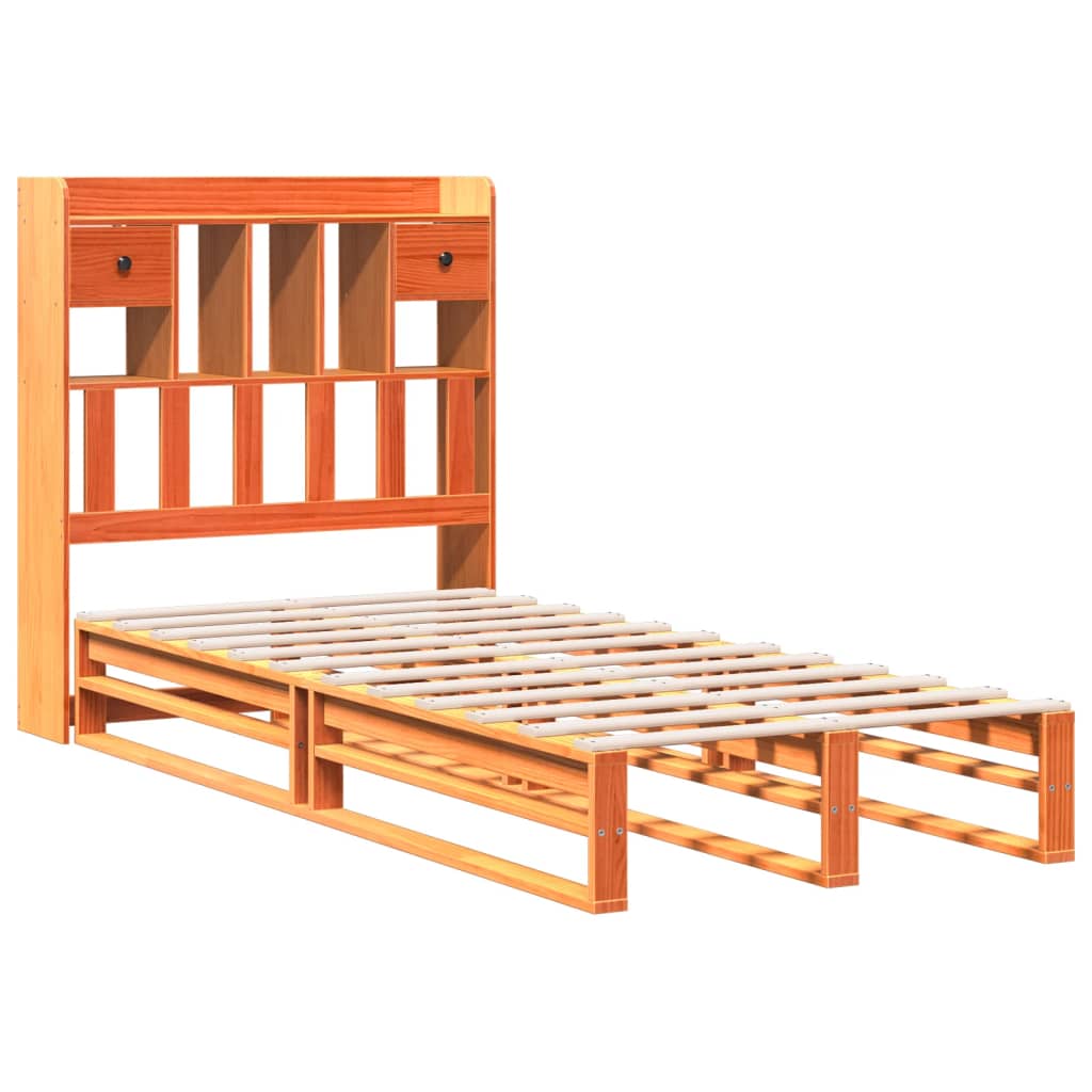 Bookcase Bed without Mattress Wax Brown 100x200 cm Solid Wood Pine - Bargainia.com - 