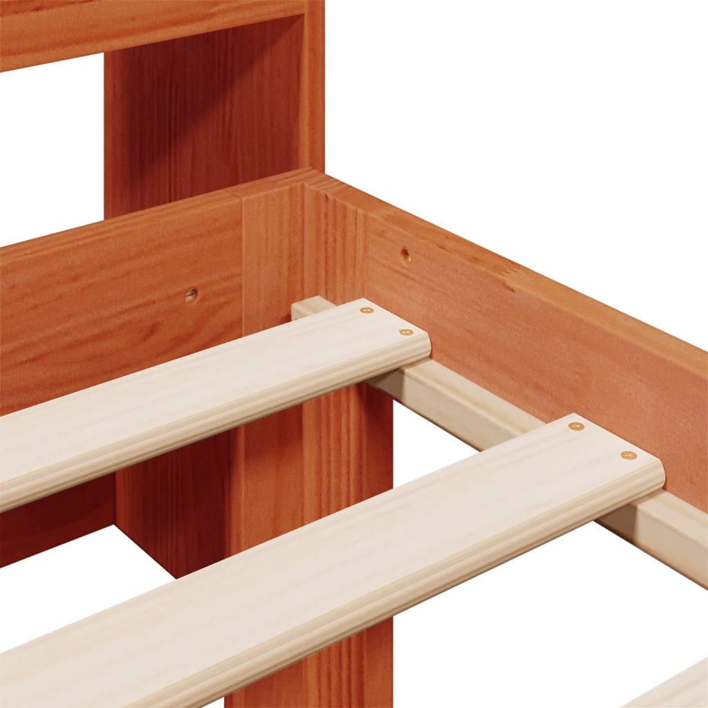 Bookcase Bed without Mattress Wax Brown 100x200cm Solid Wood Pine - Bargainia.com - 